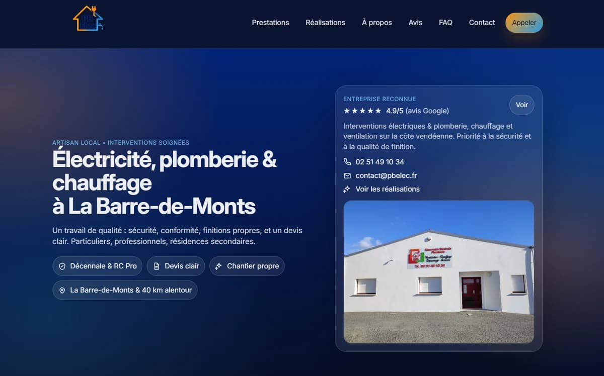 PB Elec website preview